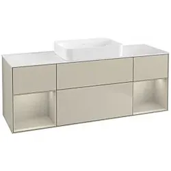 Villeroy und Boch Finion Waschtischunterschrank G741HHHH 160x60,3x50,1cm, Regale sand matt lacquer, Sand Matt Lacquer