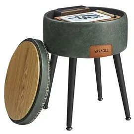 VASAGLE Hocker mit Stauraum LOM005C01 dunkelgrün Kunstleder