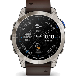 Garmin D2TM D2 Mach 1 AMOLED Aviator Smartwatch" 010-02582-55" - schwarz,ExtraBand aus Silikon in schwarz mit Dornschließe,braun - 47mm