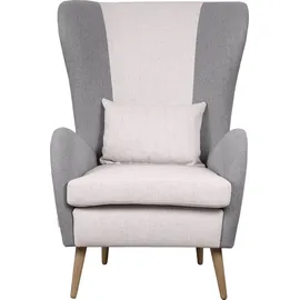 Home Affaire Sessel HOME AFFAIRE "Salla Bezug Bouclé oder Struktur fein, Ohrensessel", beige (creme, grau), B:78cm H:118cm T:94cm, 100% Polyester, Sessel, Sessel, wahlweise mit oder ohne Hocker; großer Sessel: Maße B/T/H: 78/94/118cm