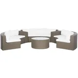 Beliani Lounge-Set, Braun, Kunststoff, 9-Sitzer, Rund, Loungemöbel, Loungemöbel-Sets
