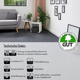 Andiamo Teppichboden ANDIAMO "Invita, Nadelvlies, Gesamthöhe 5 mm, Luxusklasse LC1", grau (anthrazit), B:200cm L:300cm, Kunstfaser, Teppiche, melierte Optik, Breite 200 cm oder 400 cm, robust & strapazierfähig