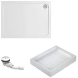 Schulte Home Schulte Duschwanne Adria 100x80 cm, Sanitäracryl Weiß, Set mit Hartschaum-Wannenträger + Ab- und Überlauf, Höhe 14 cm - Weiß