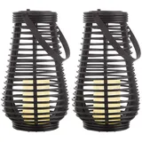 Solarleuchten für Außen zum stellen LED Solar Tischleuchte Hängelampe Garten LED Laterne Flammeneffekt, mit tanzendem Lichteffekt, 1x LED Akku, DxH 18x26 cm, 2er Set