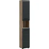 WELLTIME Stauraumschrank Florenz 30 x 185 x 30 cm Schwarz