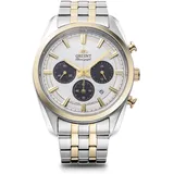 Orient Stretto Solar Chronograph weißes Zifferblatt Stahlband Herrenuhr RA-TX...