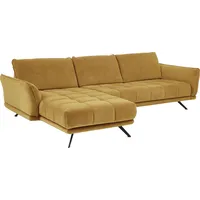 Ecksofa DIE PLANBAR "MP-IN20041 L-Form" Sofas Gr. B/H/T: 285cm x 84cm x 178cm, Velours, Ottomane links, ohne Funktion, gelb (curry) optional Sitztiefenverstellung und Kopfstützen