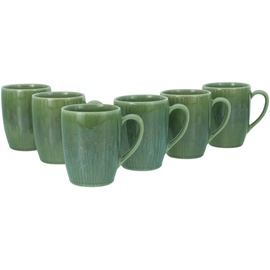 CreaTable CreaTable, Sea Breeze Grün, 6-teiliges Geschirrset, Kaffeebecher Set aus Steinzeug