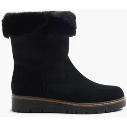 Leder Komfort Boots - Damen - schwarz