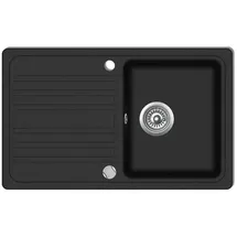 vidaXL Granitspüle mit Abtropffläche Reversibel Schwarz