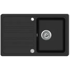vidaXL Granitspüle mit Abtropffläche Reversibel Schwarz