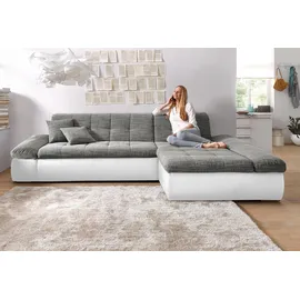 DOMO collection Ecksofa »Moric, L-Form, XXL-Sofa - Breite 300cm, viel Platz, auch in Cord« wahlweise mit Bettfunktion und Armteilverstellung, weiß-grau, grau