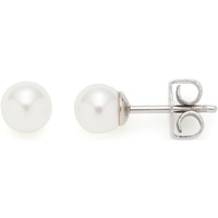 Leonardo Jewels Ohrstecker Almina, 1 Paar schlichte Basic-Perlen-Ohrstecker mit weißen Imitationsperlen, Edelstahl silberfarben, Modeschmuck für Damen, 023537