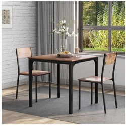 SOFTWEARY Esstisch (mit 2 Stühlen, Esstisch-Set, 70/70/75 cm, 3-St), Küchentisch, Esszimmergruppe braun 70 cm x 75 cm x 70 cm