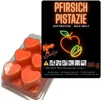 WonderWax Duftwachs WonderWax® Neon Duftwachs 6 Herzen (Pfirsich Pistaziencreme), Duftrichtung: Pfirsich & Pistaziencreme
