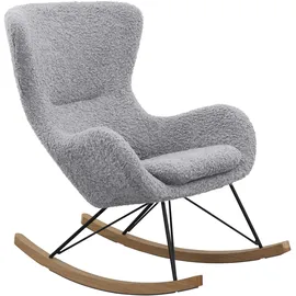SalesFever Schaukelstuhl", grau |hellgrau B:75cm H:106cm T:102cm, 100% Polyester, Metall, Sessel, Schaukelsessel, In charmantem Teddyfell-Design