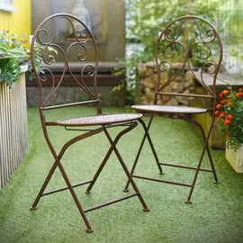 Hti-Living Lani Antik Gartenstuhl 40 x 40 x 93 cm grau 2 St.