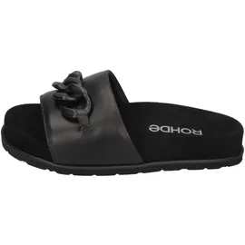 ROHDE Damen Pantolette Nappa Leder trendy Kurzpantolette Kettendetail Siena 6272, Größe:42 EU, Farbe:Schwarz - Schwarz - 42