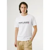 Pepe Jeans für Herren. PM5010104 Matthew-T-Shirt weiß (M), Lässig, Baumwolle, Kurzarm