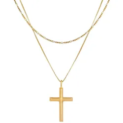KUZZOI Herren Layer Kreuz Religion 925 Silber Ketten   
