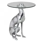 FineBuy Design Skulptur Deko Beistelltisch Figur aus Aluminium Farbe Silber