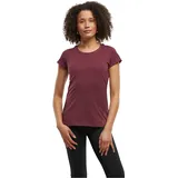 Build Your Brand Damen Basic Tee – Figurbetontes Baumwoll T-Shirt mit Rundhalsausschnitt & kurzen Ärmeln, ideal für Alltag, Freizeit & Veredelung,Burgundy,3XL - 3XL