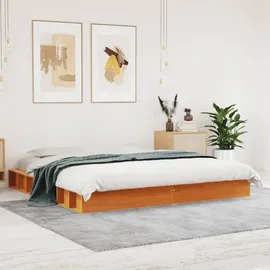 vidaXL Massivholzbett 180 x 200 cm Wachsbraun