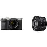 Sony Alpha 7C II | Spiegellose Vollformatkamera mit SEL2860 & SEL40F25G (33 MP, Echtzeit-Autofokus, 10 BPS, 4K Video, neigbarer LCD-Touchscreen) Silber/schwarz