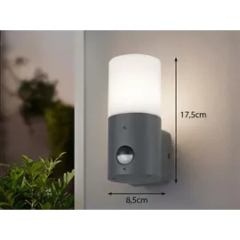 meineWunschleuchte Außenwandleuchte Aluminium 17,5 cm mit Bewegungsmelder anthrazit
