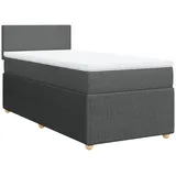 vidaXL Boxspringbett mit Matratze Dunkelgrau 100x200 cm Stoff