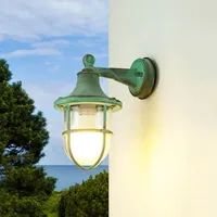 Licht-Erlebnisse Gartenbeleuchtung, Wandlampe Santorin Messing E27 IP64