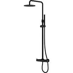 Steinberg Serie 100 Brauseset 1002721S mit Aufputz-Thermostatarmatur, Regen-/Handbrause, Matt Black