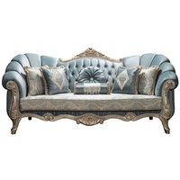 Casa Padrino Sofa Luxus Barock Sofa Türkis / Antik Silber 220 x 90 x H. 110 cm - Edles Wohnzimmer Sofa mit Glitzersteinen und dekorativen Kissen - Barock Möbel