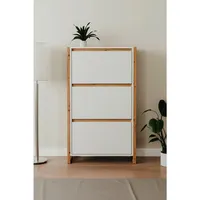 BigBuy Mid.you Schuhkipper Weiß, Eiche Artisan Holzwerkstoff, 70x125x25 cm