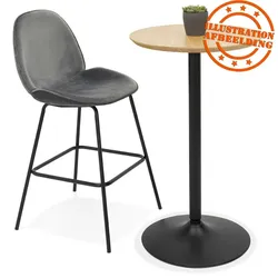 Kadima Design Stehtisch Ø 60 cm, Höhe 103 cm, Rund, Klein, Beige-Schwarz, Metallgestell, Mdf Asche-Furnier