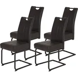 HELA Tische Hela Tische, 4er Set Esszimmerstuhl Schwingstuhl Betty, Bezug Mikrofaser Anthrazit, Metsallgestell Schwarz, Lehne mit Griff