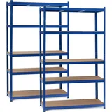 Wiltec Set 2x Schwerlastregal 120x60x204cm, 200kg Steckregal blau Werkstattregal