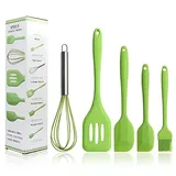 Binhai Silikon Pfannenwender Ölbürste Backpinsel-Set – 4-teiliges Antihaft-Gummi-Spachtel Set mit Edelstahlkern – hitzebeständiger Spachtel Küchenhelfer Set zum Kochen, Backen und Mischen (schwarz)