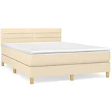 vidaXL Boxspringbett mit Matratze Creme 140x200 cm Stoff