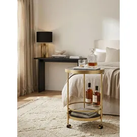 KADIMA DESIGN Goldener Servierwagen mit Retro-Charme und Schwarzem Sicherheitsglas