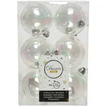 Christmas Decorations Kaemingk Weihnachtskugeln Kunststoff 6cm x 12 Stück Christbaumkugeln Set Weihnachtsbaum Klar transparent irisierend