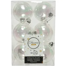 Christmas Decorations Kaemingk Weihnachtskugeln Kunststoff 6cm x 12 Stück Christbaumkugeln Set Weihnachtsbaum Klar transparent irisierend