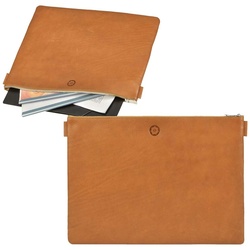 Sonnenleder Dokumentenmappe groß Banktasche A4 (37x27cm) Leder mit Reißverschluss Ledermappe Ledertasche natur braun RILKE