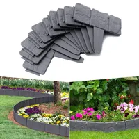 FIVMEN Rasenkante Kunststoff Beeteinfassung T-Form Beetumrandung mit Bodenspieß & Schnalle, Flexible Schneidebar Gartenpalisade 5M, Dunkelgrau (20pcs, 25x23cm)