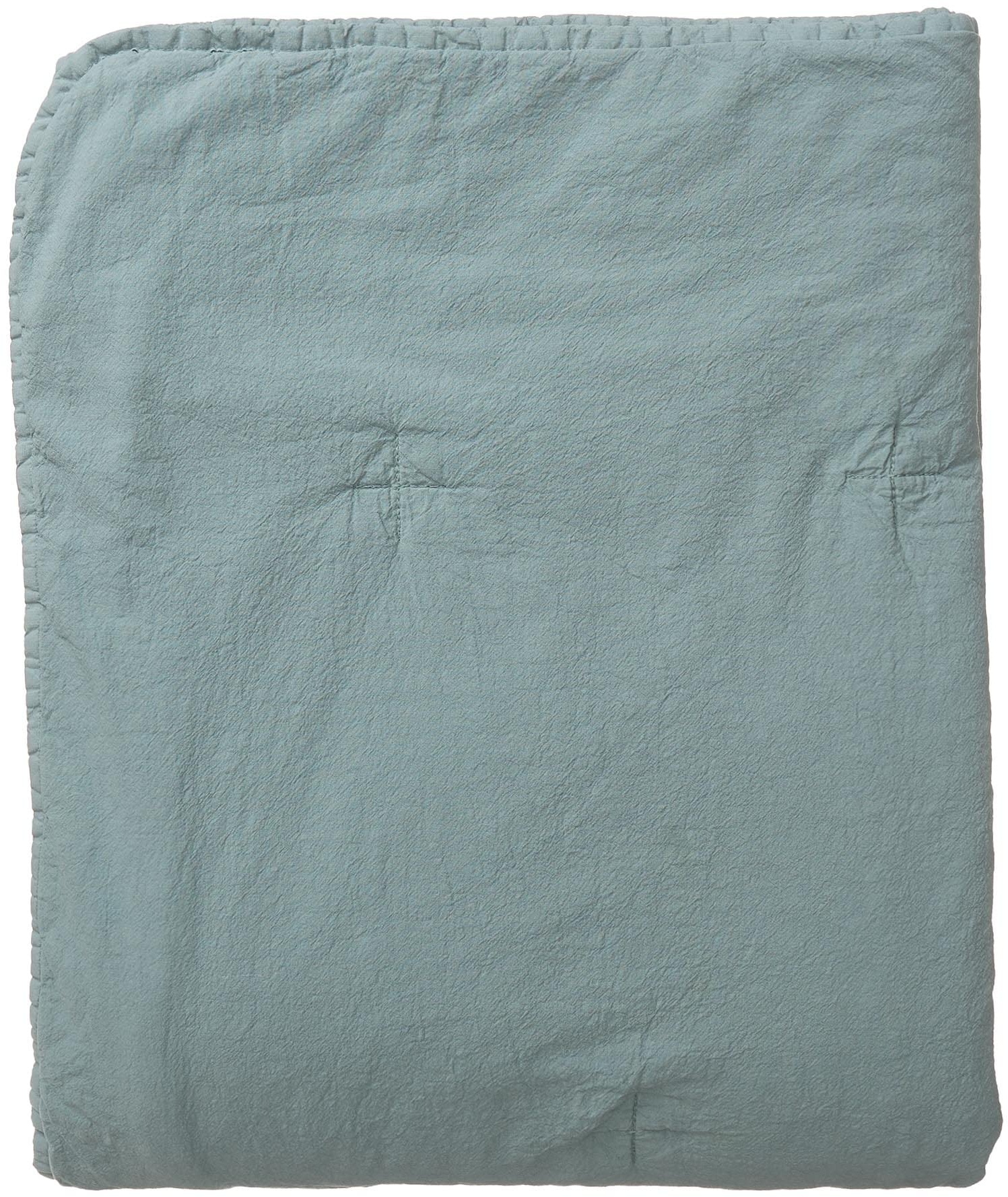URBANARA Tagesdecke Nabo 275x265 cm - 100% Recycelte Baumwolle, Plaid mit Fransenkanste - Ideal als Bettüberwurf Kuschel-Decke für Einzel- und Doppelbett - Helles Graugrün