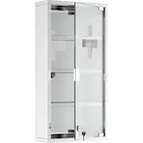 Medizinschrank Arzneischrank Aus Edelstahl, Abschließbar Medikamentenschrank Mit 4 Fächern, Glastür Apothekerschrank Zur Medikamenten-aufbewahrung, 30 X 12 X 60 Cm