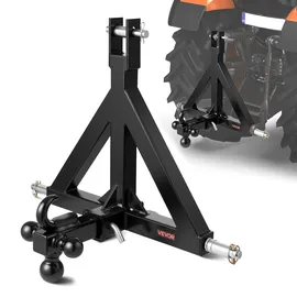 Vevor 3-Punkt-Anhängerkupplung, 5,08 cm Empfänger, Dreipunktaufnahme mit 3 Anhängerkugeln, Traktor-Deichseladapter, kompatibel mit Kubota, Mahindra, Ford, Yanmar, John Deere, Massey Ferguson