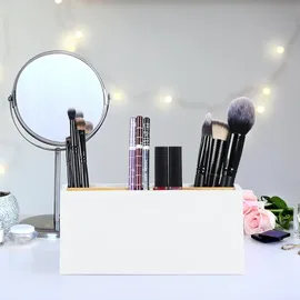 Relaxdays Schreibtisch Organizer, 4 Fächer, weiß