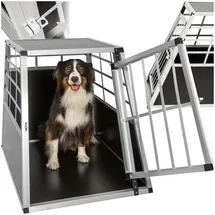 Tectake tectake® Hundetransportbox single, mit gerader Rückwand, verschließbare Gittertür, mit schützenden Kunststoffecken