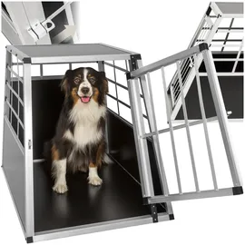 Tectake tectake® Hundetransportbox single, mit gerader Rückwand, verschließbare Gittertür, mit schützenden Kunststoffecken